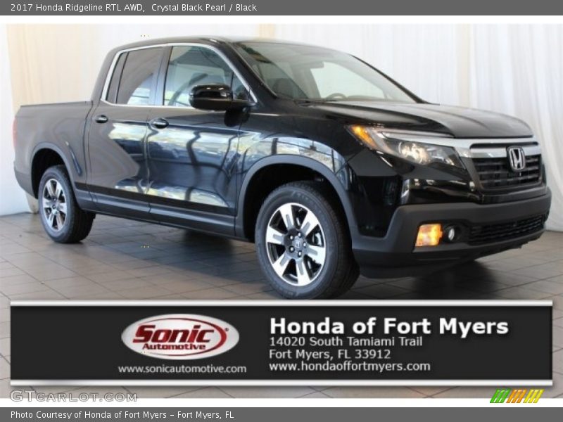 Crystal Black Pearl / Black 2017 Honda Ridgeline RTL AWD
