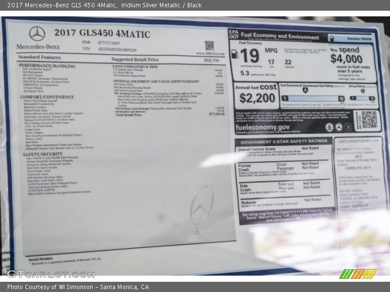 Iridium Silver Metallic / Black 2017 Mercedes-Benz GLS 450 4Matic