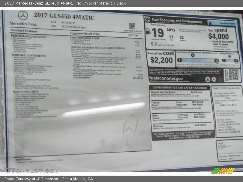 Iridium Silver Metallic / Black 2017 Mercedes-Benz GLS 450 4Matic