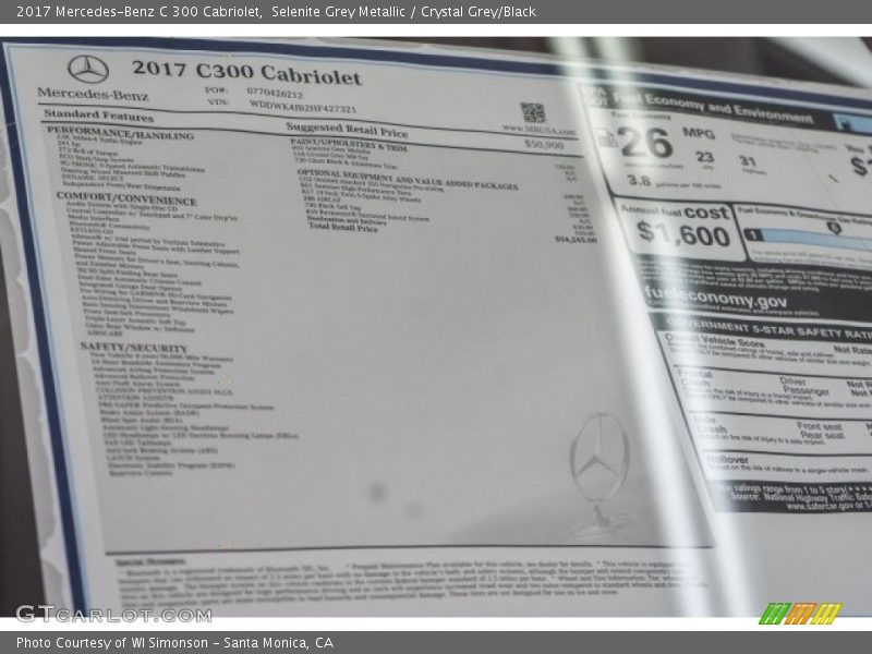 Selenite Grey Metallic / Crystal Grey/Black 2017 Mercedes-Benz C 300 Cabriolet
