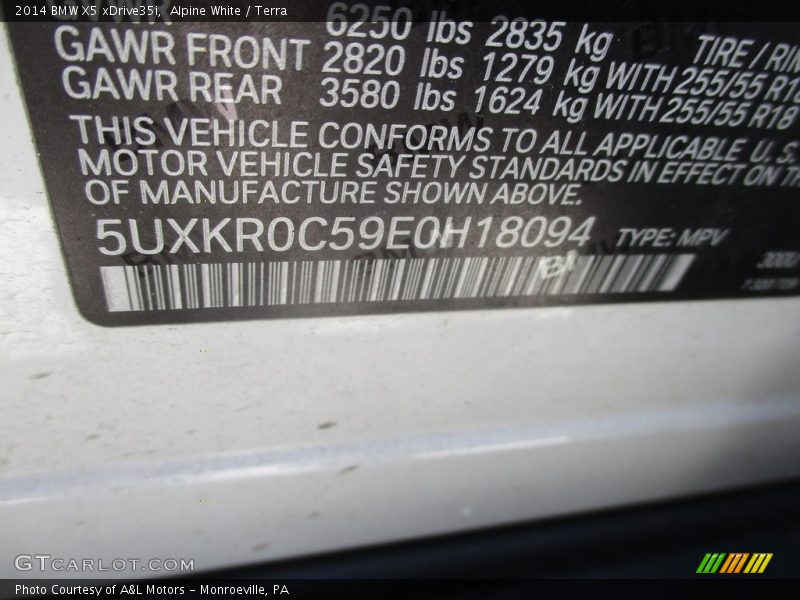 Alpine White / Terra 2014 BMW X5 xDrive35i