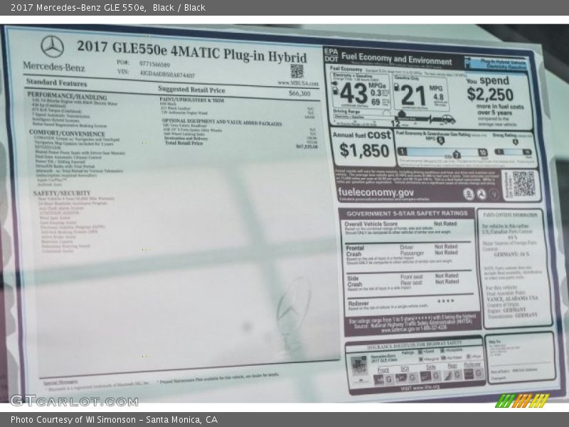 Black / Black 2017 Mercedes-Benz GLE 550e