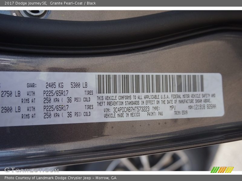 Granite Pearl-Coat / Black 2017 Dodge Journey SE