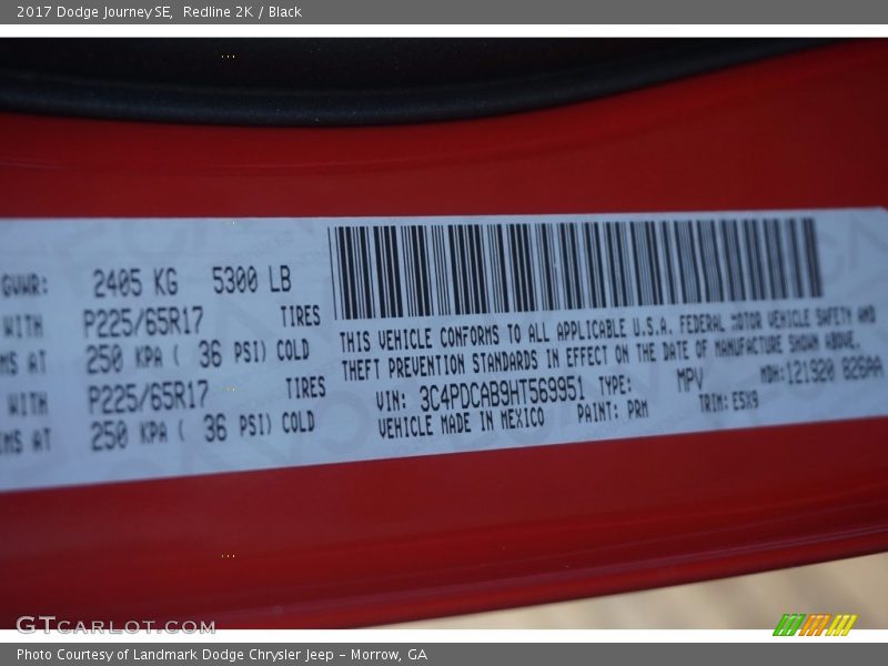 Redline 2K / Black 2017 Dodge Journey SE