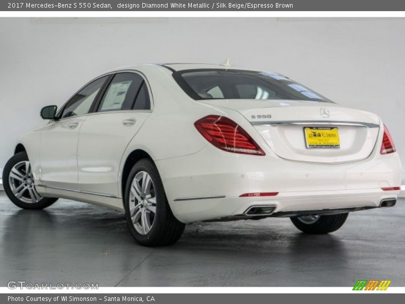 designo Diamond White Metallic / Silk Beige/Espresso Brown 2017 Mercedes-Benz S 550 Sedan