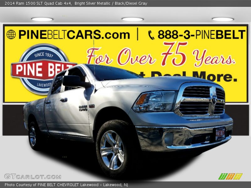 Bright Silver Metallic / Black/Diesel Gray 2014 Ram 1500 SLT Quad Cab 4x4
