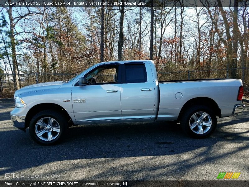 Bright Silver Metallic / Black/Diesel Gray 2014 Ram 1500 SLT Quad Cab 4x4
