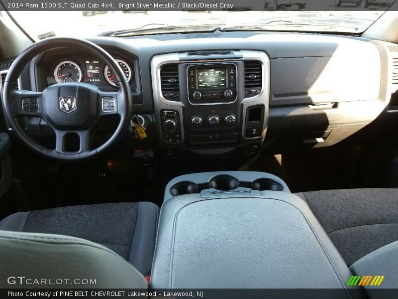 Bright Silver Metallic / Black/Diesel Gray 2014 Ram 1500 SLT Quad Cab 4x4