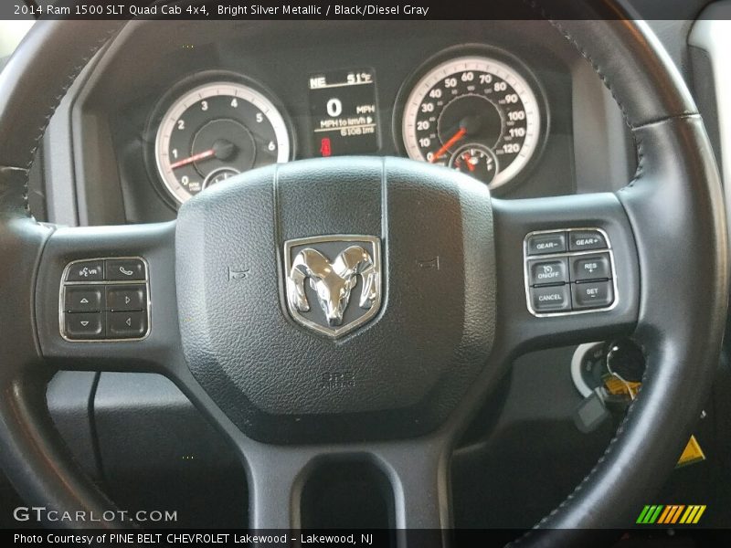 Bright Silver Metallic / Black/Diesel Gray 2014 Ram 1500 SLT Quad Cab 4x4