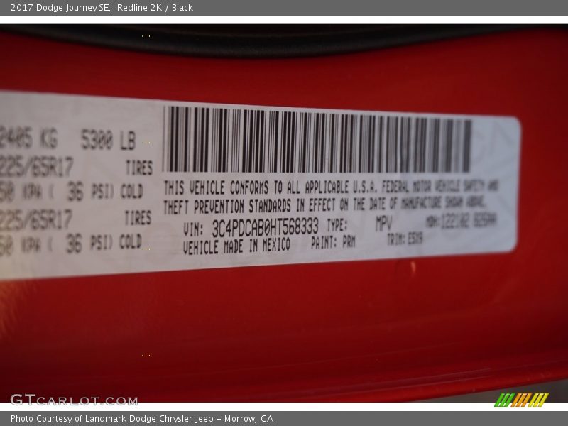 Redline 2K / Black 2017 Dodge Journey SE