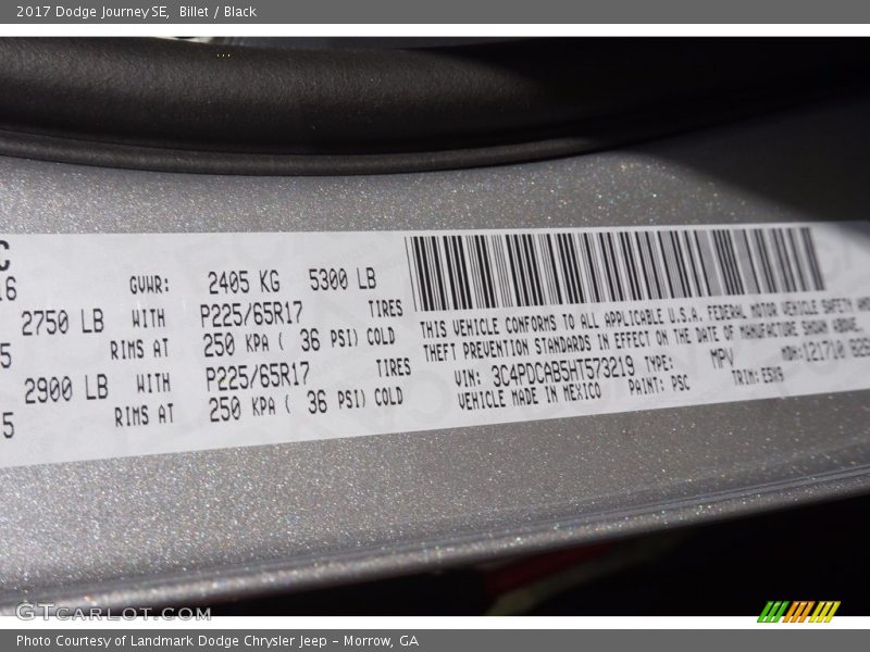 Billet / Black 2017 Dodge Journey SE