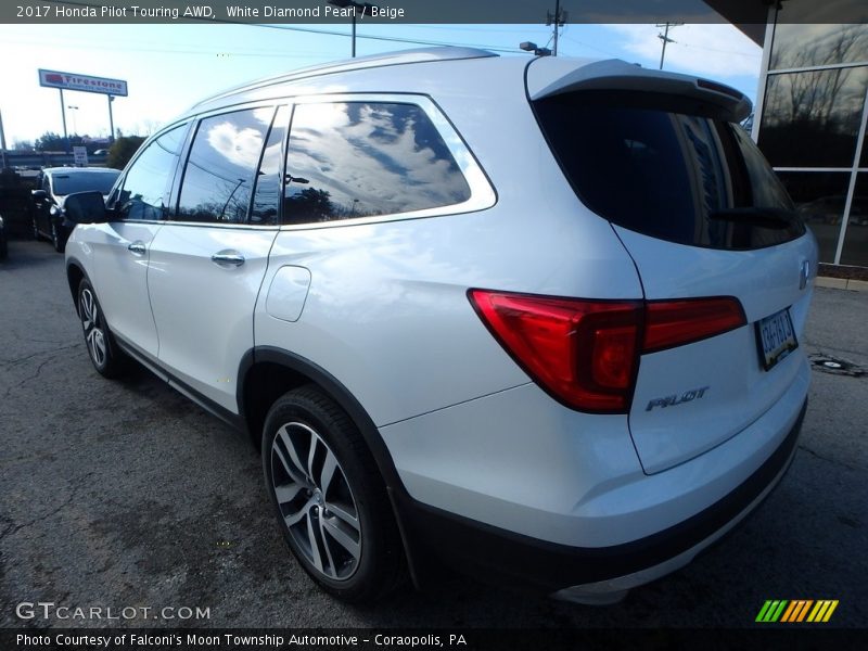 White Diamond Pearl / Beige 2017 Honda Pilot Touring AWD