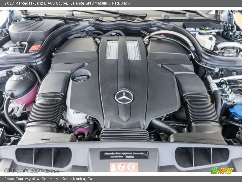 Selenite Grey Metallic / Red/Black 2017 Mercedes-Benz E 400 Coupe