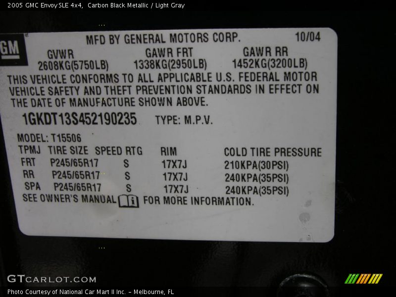 Carbon Black Metallic / Light Gray 2005 GMC Envoy SLE 4x4