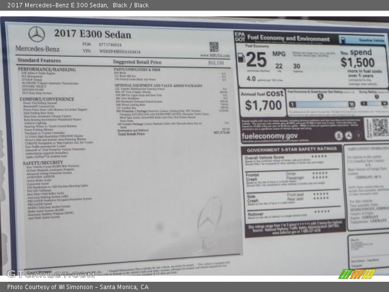 Black / Black 2017 Mercedes-Benz E 300 Sedan