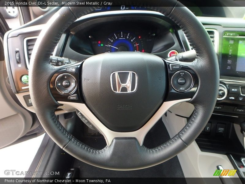 Modern Steel Metallic / Gray 2015 Honda Civic EX-L Sedan