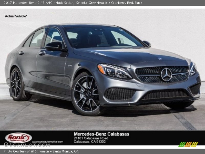 Selenite Grey Metallic / Cranberry Red/Black 2017 Mercedes-Benz C 43 AMG 4Matic Sedan