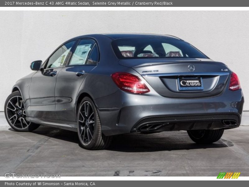 Selenite Grey Metallic / Cranberry Red/Black 2017 Mercedes-Benz C 43 AMG 4Matic Sedan