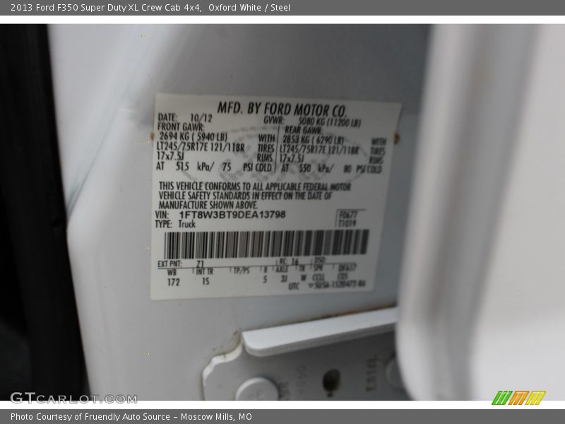 Oxford White / Steel 2013 Ford F350 Super Duty XL Crew Cab 4x4