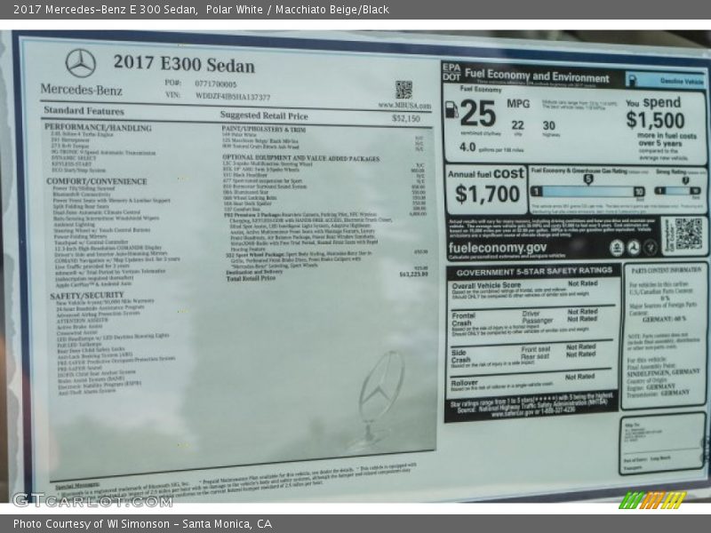 Polar White / Macchiato Beige/Black 2017 Mercedes-Benz E 300 Sedan