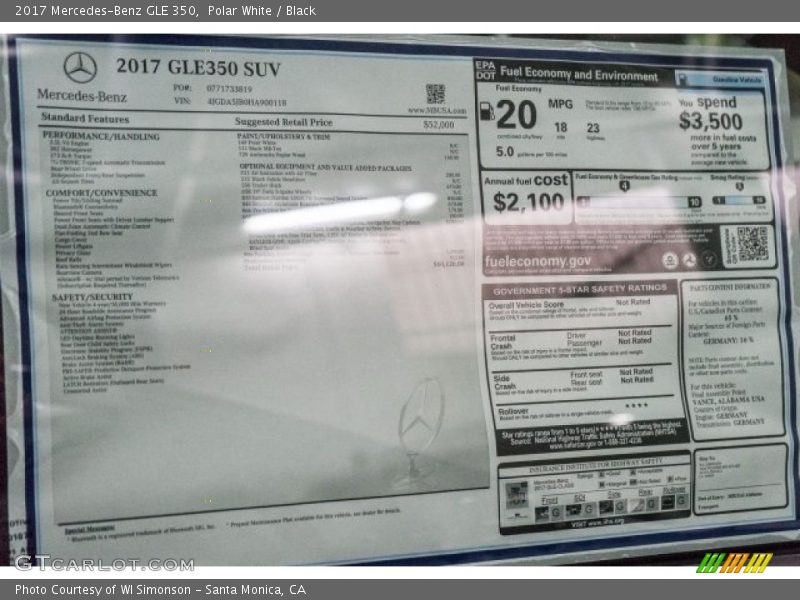 Polar White / Black 2017 Mercedes-Benz GLE 350