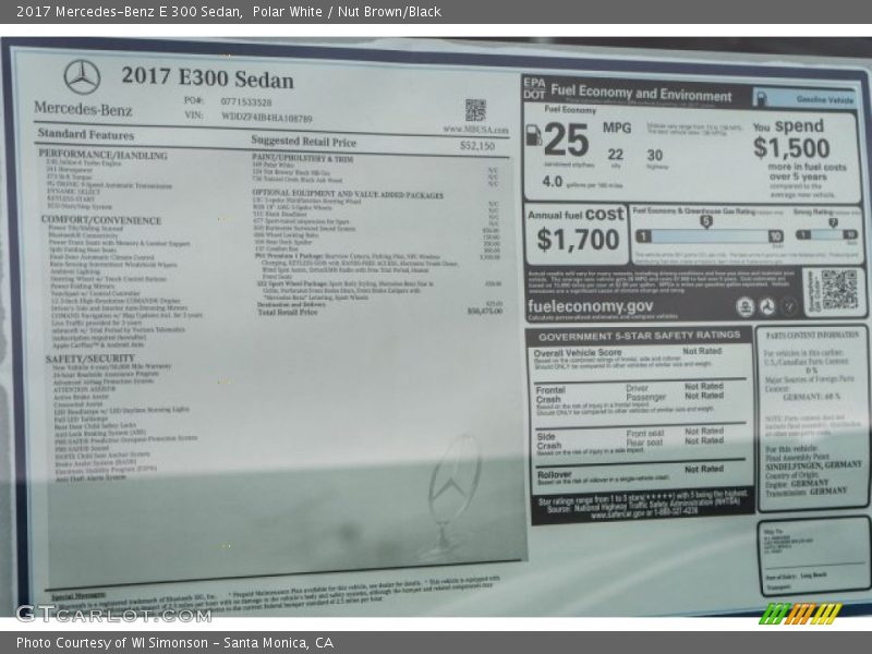 Polar White / Nut Brown/Black 2017 Mercedes-Benz E 300 Sedan