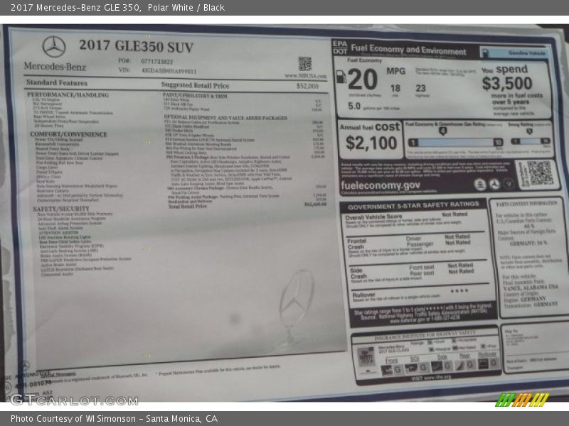 Polar White / Black 2017 Mercedes-Benz GLE 350