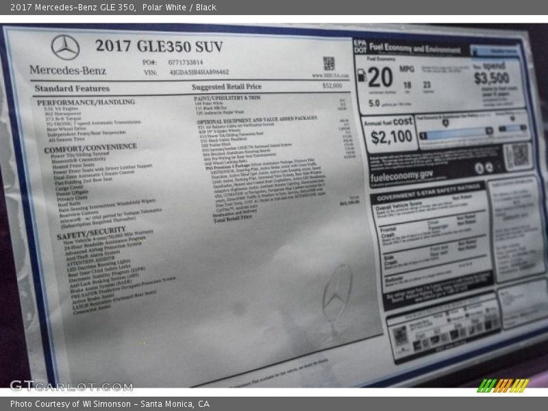 Polar White / Black 2017 Mercedes-Benz GLE 350