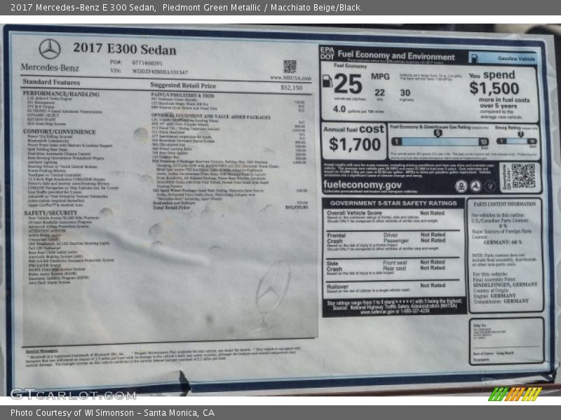 Piedmont Green Metallic / Macchiato Beige/Black 2017 Mercedes-Benz E 300 Sedan