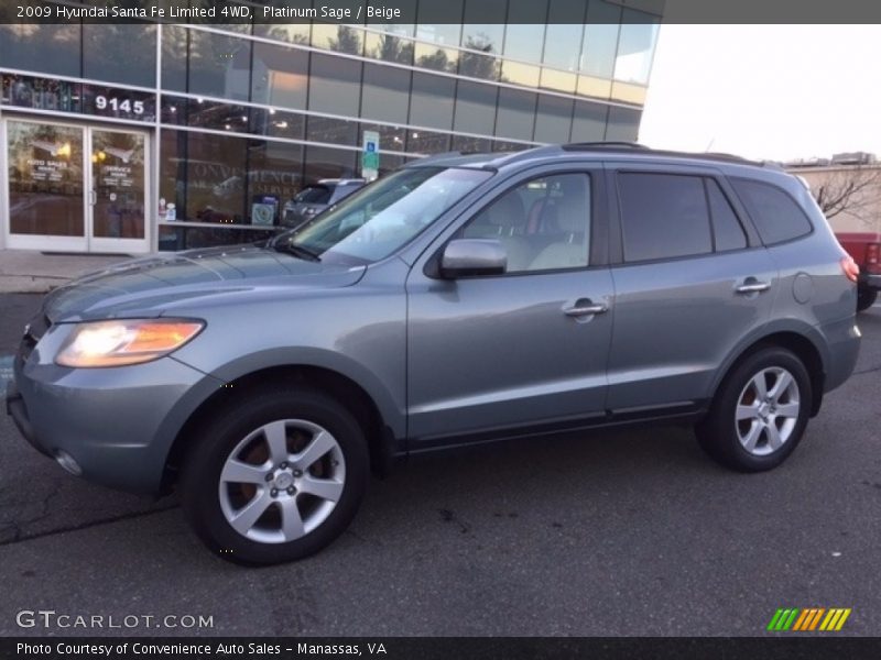 Platinum Sage / Beige 2009 Hyundai Santa Fe Limited 4WD