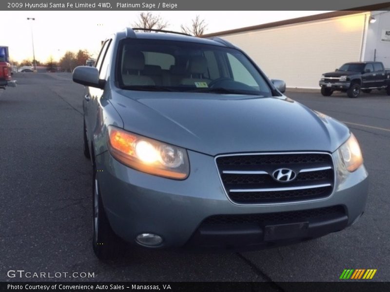 Platinum Sage / Beige 2009 Hyundai Santa Fe Limited 4WD