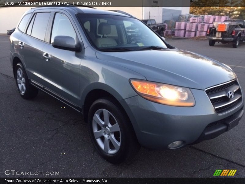 Platinum Sage / Beige 2009 Hyundai Santa Fe Limited 4WD