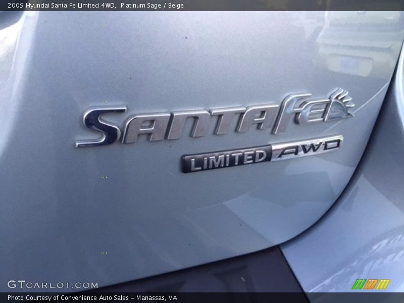 Platinum Sage / Beige 2009 Hyundai Santa Fe Limited 4WD