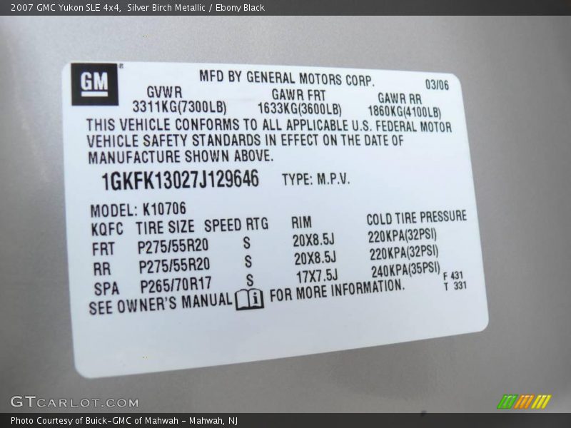 Silver Birch Metallic / Ebony Black 2007 GMC Yukon SLE 4x4