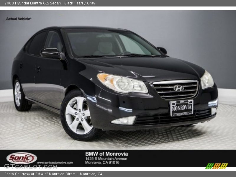 Black Pearl / Gray 2008 Hyundai Elantra GLS Sedan