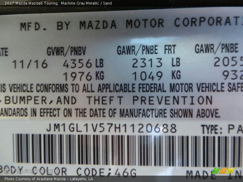 Machine Gray Metallic / Sand 2017 Mazda Mazda6 Touring
