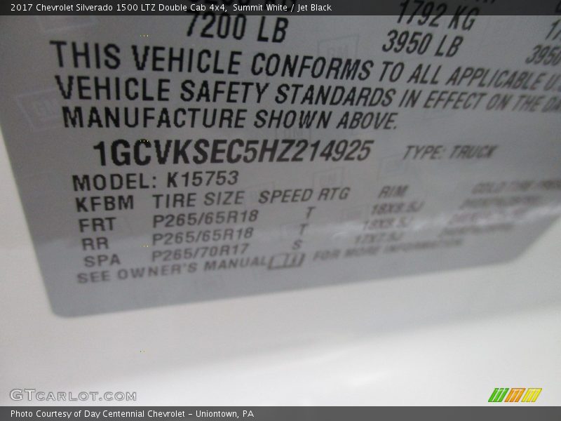 Summit White / Jet Black 2017 Chevrolet Silverado 1500 LTZ Double Cab 4x4
