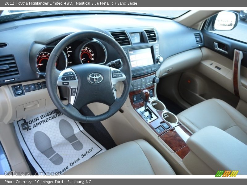 Nautical Blue Metallic / Sand Beige 2012 Toyota Highlander Limited 4WD