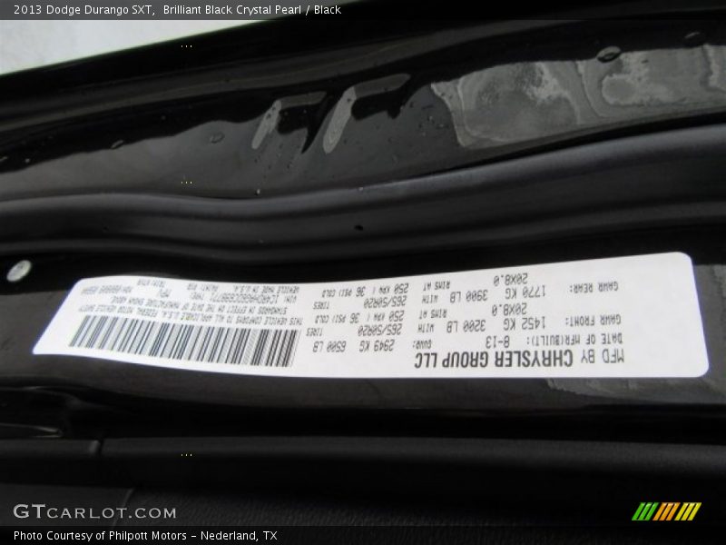 Brilliant Black Crystal Pearl / Black 2013 Dodge Durango SXT