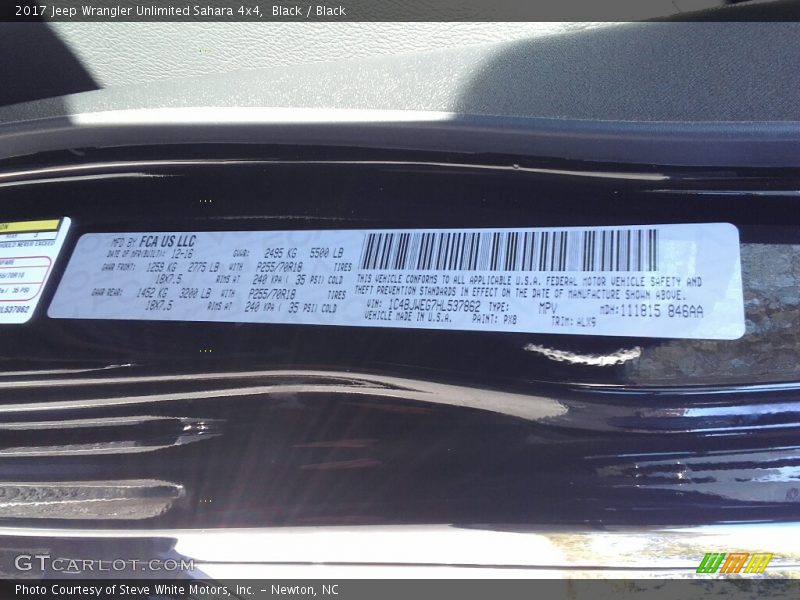 Black / Black 2017 Jeep Wrangler Unlimited Sahara 4x4
