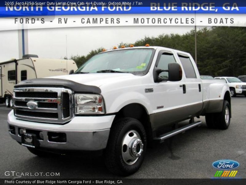 Oxford White / Tan 2005 Ford F350 Super Duty Lariat Crew Cab 4x4 Dually
