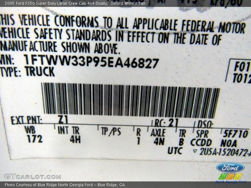 Oxford White / Tan 2005 Ford F350 Super Duty Lariat Crew Cab 4x4 Dually