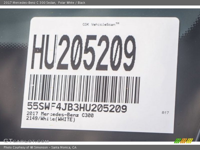 Polar White / Black 2017 Mercedes-Benz C 300 Sedan