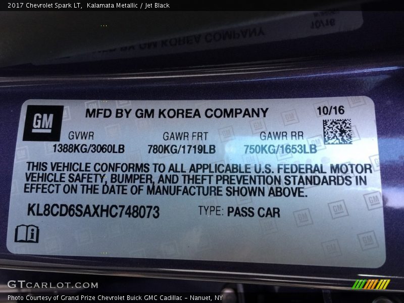 Kalamata Metallic / Jet Black 2017 Chevrolet Spark LT