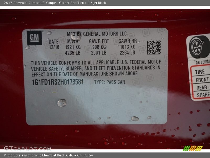 Garnet Red Tintcoat / Jet Black 2017 Chevrolet Camaro LT Coupe