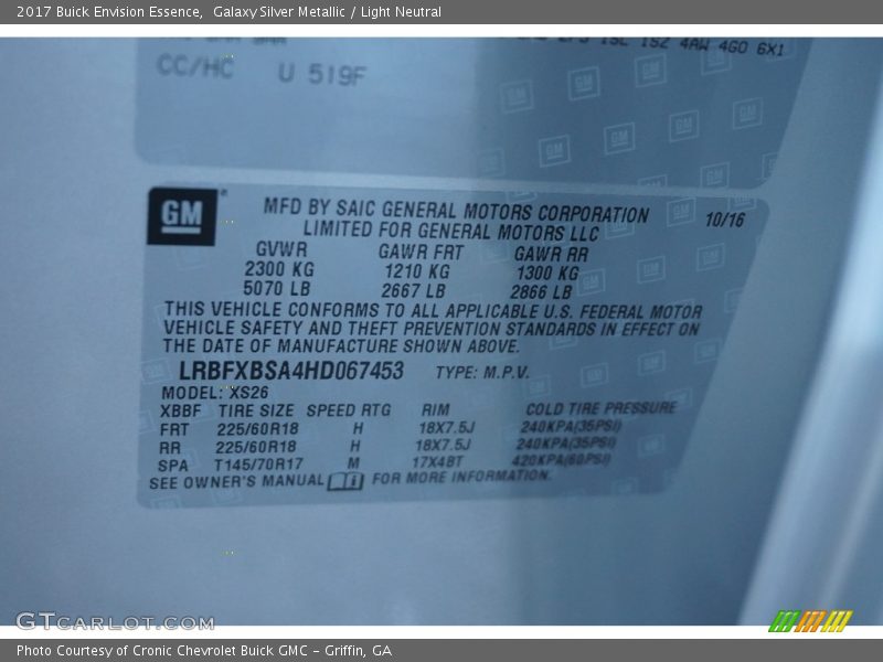 Galaxy Silver Metallic / Light Neutral 2017 Buick Envision Essence