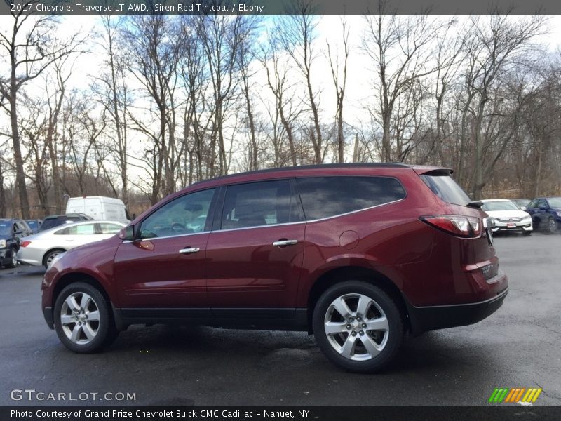 Siren Red Tintcoat / Ebony 2017 Chevrolet Traverse LT AWD