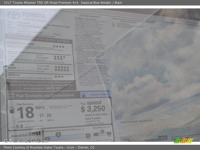 Nautical Blue Metallic / Black 2017 Toyota 4Runner TRD Off-Road Premium 4x4