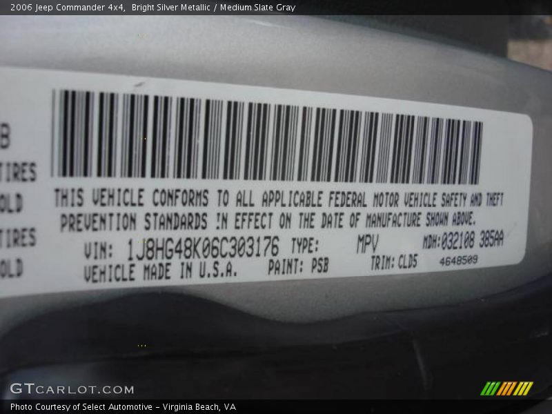 Bright Silver Metallic / Medium Slate Gray 2006 Jeep Commander 4x4