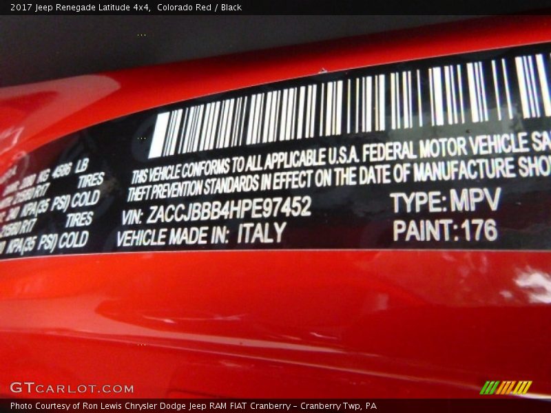 Colorado Red / Black 2017 Jeep Renegade Latitude 4x4